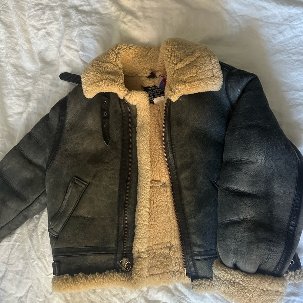 Vintage Schott Brothers shearling jacket, beautifully aged.